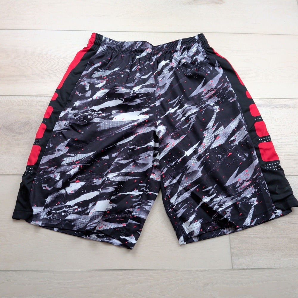 Nike Elite Basketball Shorts Mens Large Black Red White Graphic 746634-010
